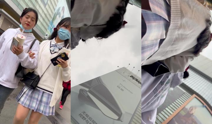 【精品CD】某房66RMB作品 极品无内学生妹！捂着裙子遮不住B外露