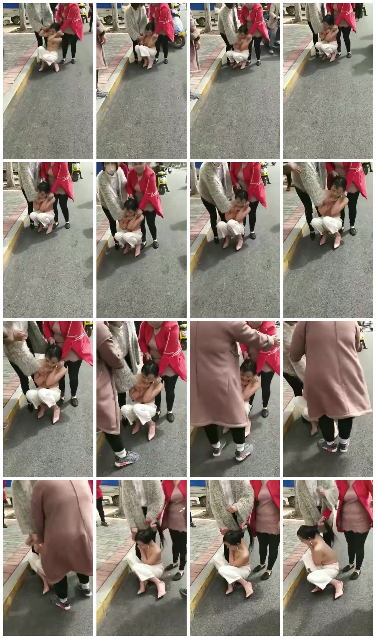 【门事件】 漂亮的服装店长当小三 ️被原配带人剪头发，并且扒光衣服游街！ 预览图